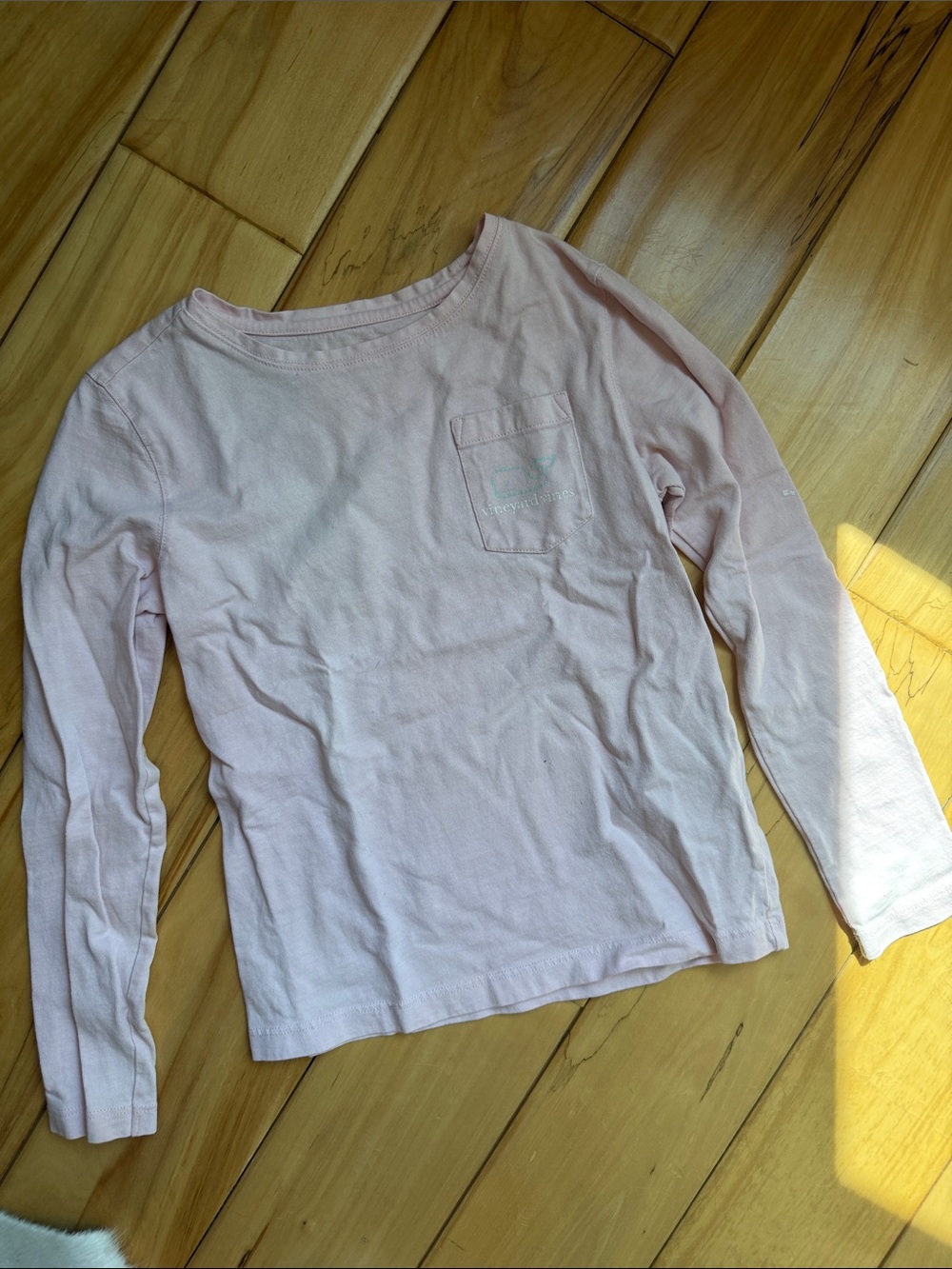 Vineyard Vines Sz XS/5-6 Logo Whale Light Pink Long Sleeve Pocket Tee